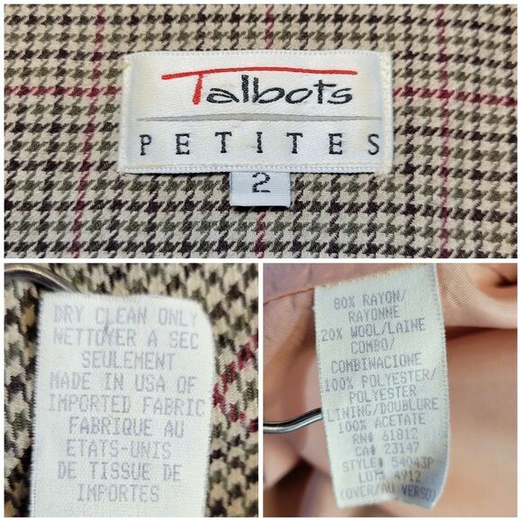 Talbots Vintage Houndstooth Plaid Elegant Brown Belted Button Front Dress - Picture 15 of 15